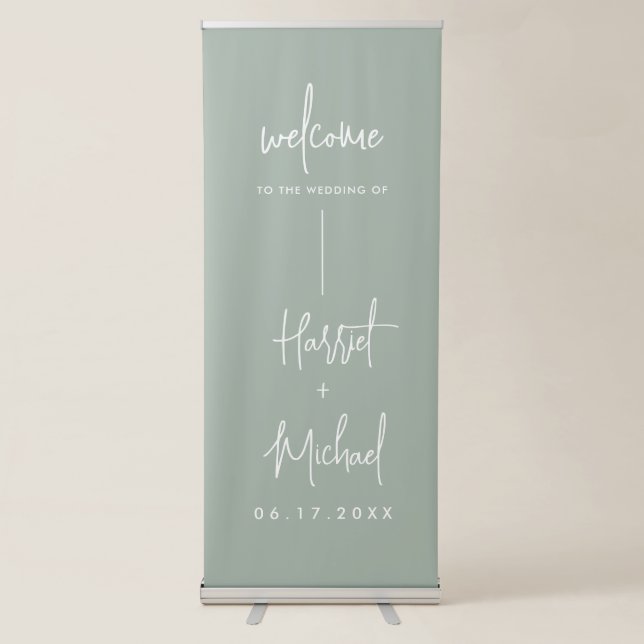Minimalist Modern Script Wedding Welcome Retractable Banner (Front)