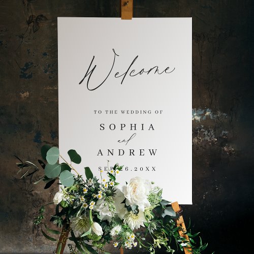 Minimalist modern script wedding welcome sign