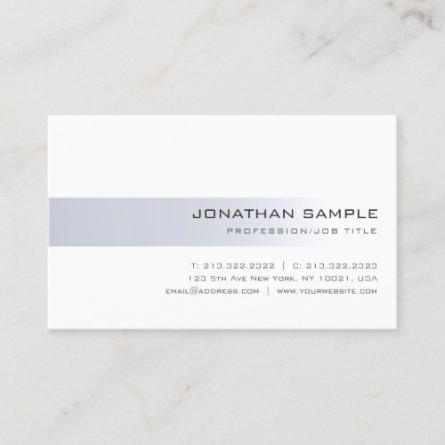 Minimalist Modern Silver Trendy Professional Plain Business Card