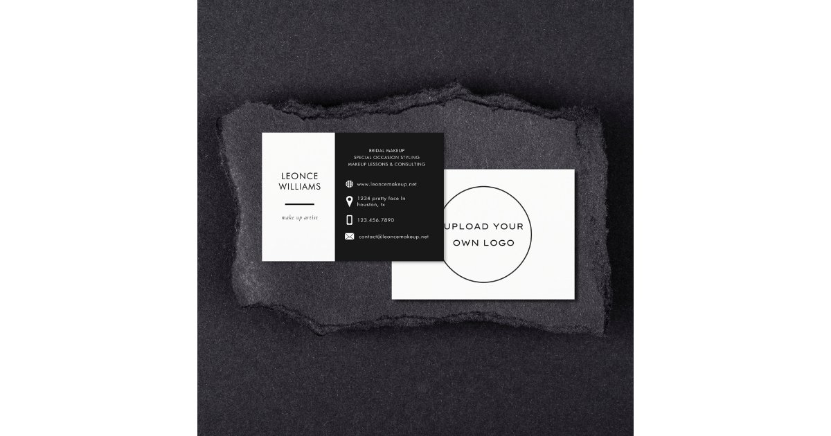 Minimalist Modern Simple Black White Custom Logo Business Card | Zazzle