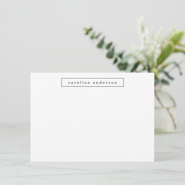 Minimalist Modern Simple Black White Personalized  Note Card (Standing Front)