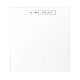 Minimalist Modern Simple Black White Personalized  Notepad