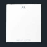 Minimalist Modern Simple Blue Monogram Personal  Notepad<br><div class="desc">Personalized notepad with a professional simple minimalist modern aesthetic in blue.</div>