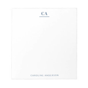 Minimalist Modern Simple Blue Monogram Personal Notepad