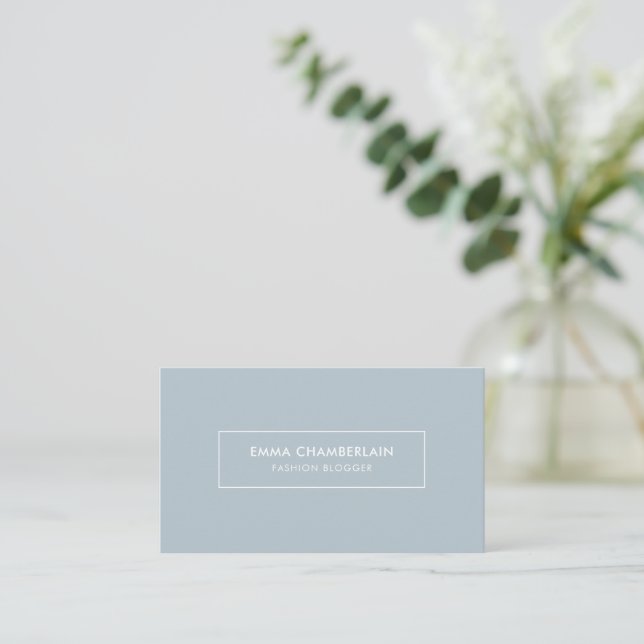 Minimalist Modern Simple Boho Blue Business Card (Standing Front)