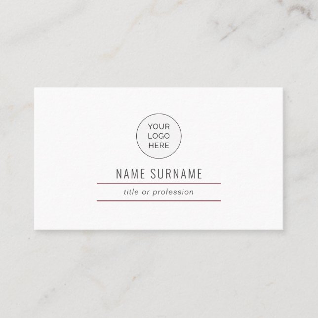 Minimalist Modern Simple Burgundy Business Card (Front)