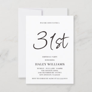 Minimalist Modern Simple Calligraphy 31st Birthday Invitation