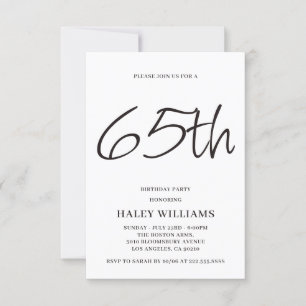 Minimalist Modern Simple Calligraphy 65th Birthday Invitation