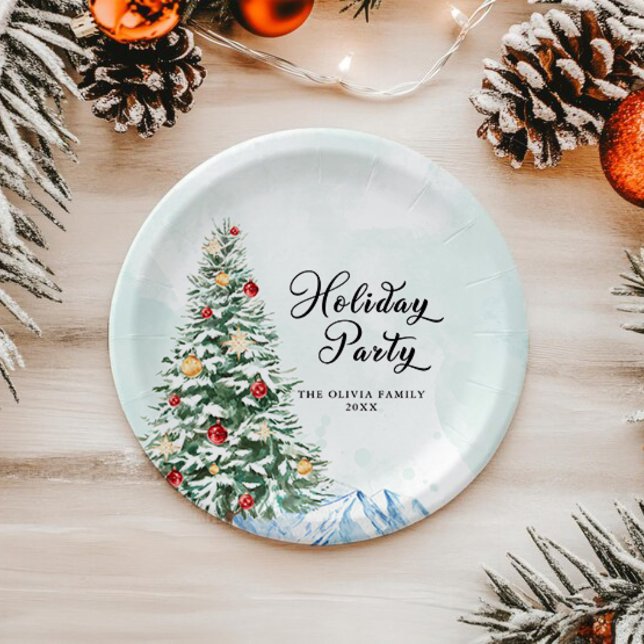 Minimalist Modern  Simple Christmas Tree  Paper Plates (Minimalist Modern Simple Christmas Tree Paper Plates)