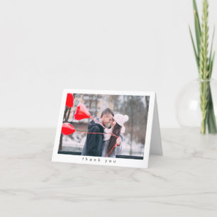 Minimalist Modern Simple Couple Photo Letterpress Thank You Card