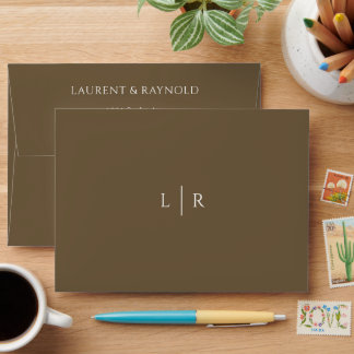 Minimalist Modern Simple Elegant Brown Wedding Envelope