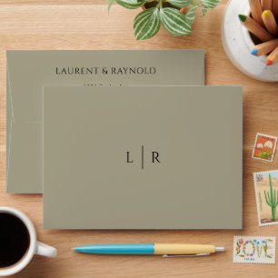 Minimalist Modern Simple Elegant Taupe Wedding Envelope
