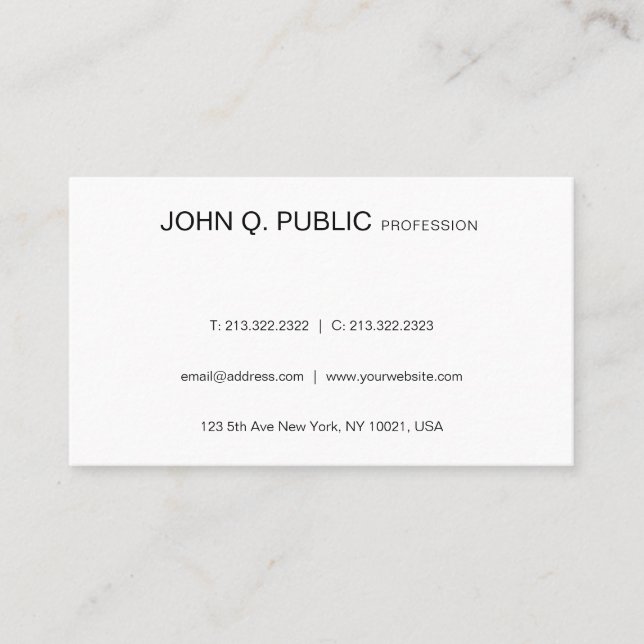 Minimalist Modern Simple Graphic Design Graceful Business Card (Front)