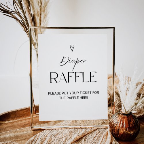 Minimalist Modern Simple Heart Diaper Raffle Sign