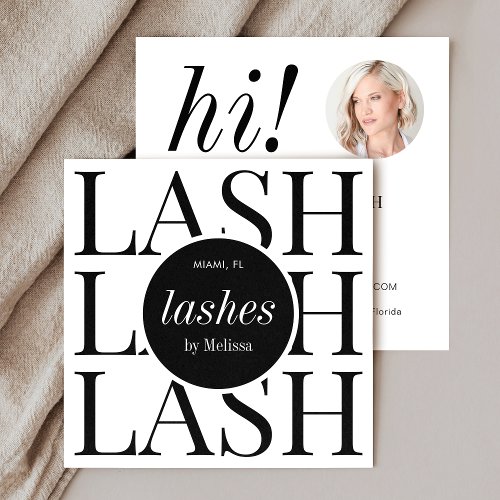 Minimalist Modern Simple Lashes Salon Photo Square Business Card