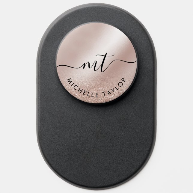 Minimalist Modern Simple Monogram Blush Pink PopSocket (Popsocket)