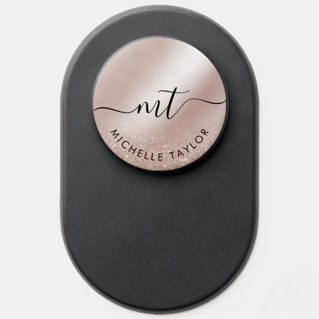 Minimalist Modern Simple Monogram Blush Pink PopSocket | Zazzle
