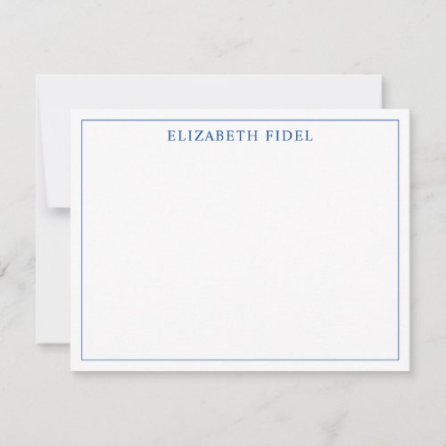 Minimalist Modern Simple Monogram Border Blue Note Card