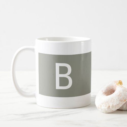 Minimalist Modern Simple Monogrammed Initial Green Coffee Mug