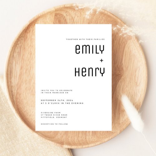 Minimalist Modern Simple Name Wedding Invitation