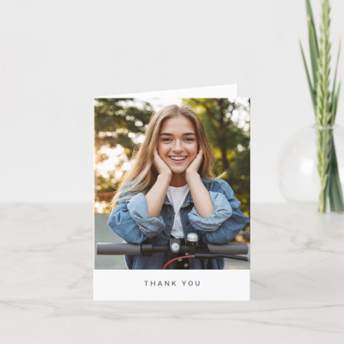 Minimalist Modern Simple Photo Folded Blank  Thank You Card