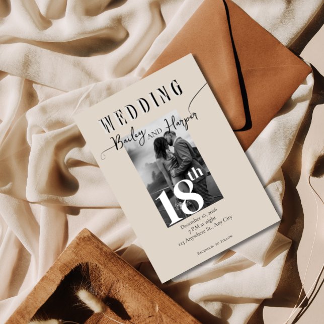 Minimalist Modern Simple Photo Wedding Invitation  (Creator Uploaded)