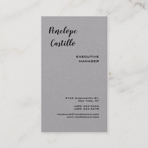 Minimalist Modern Simple Plain Premium Grey Business Card