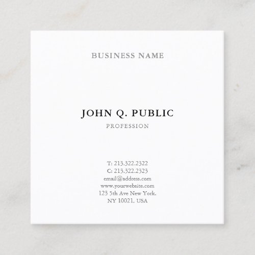 Minimalist Modern Simple Professional Elegant Chic Square Business Card