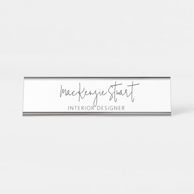 Minimalist Modern Simple Professional Script  Desk Name Plate (Front)