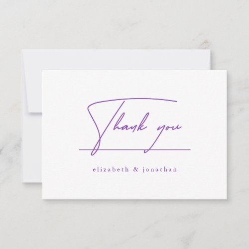 Minimalist Modern Simple Purple Wedding Thank You 