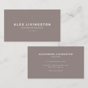 Minimalist Modern Simple Typography Taupe Brown Business Card