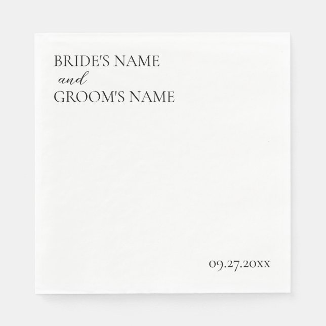 Minimalist Modern Simple Wedding Place Card Napkins (Front)