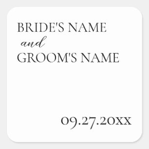 Minimalist Modern Simple Wedding Place Card Square Sticker