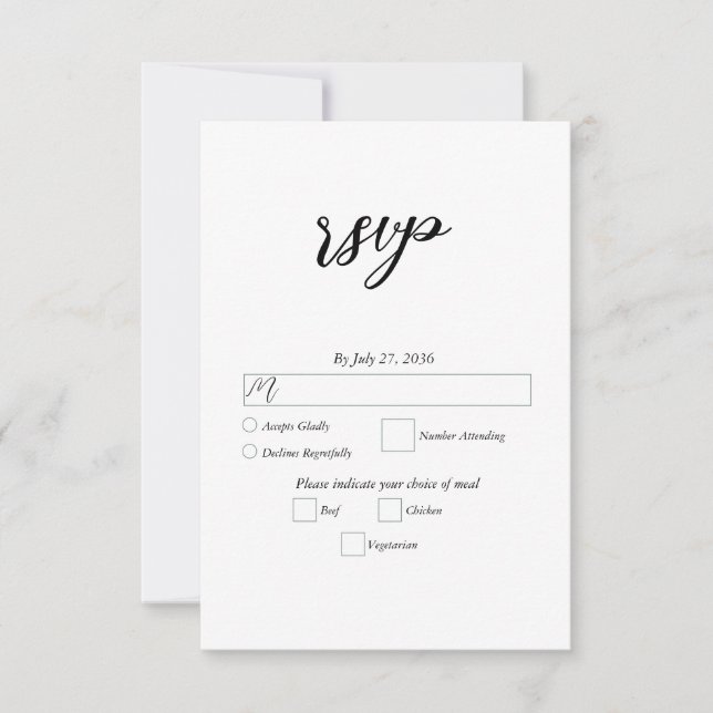 Minimalist Modern Simple Wedding RSVP Card (Front)