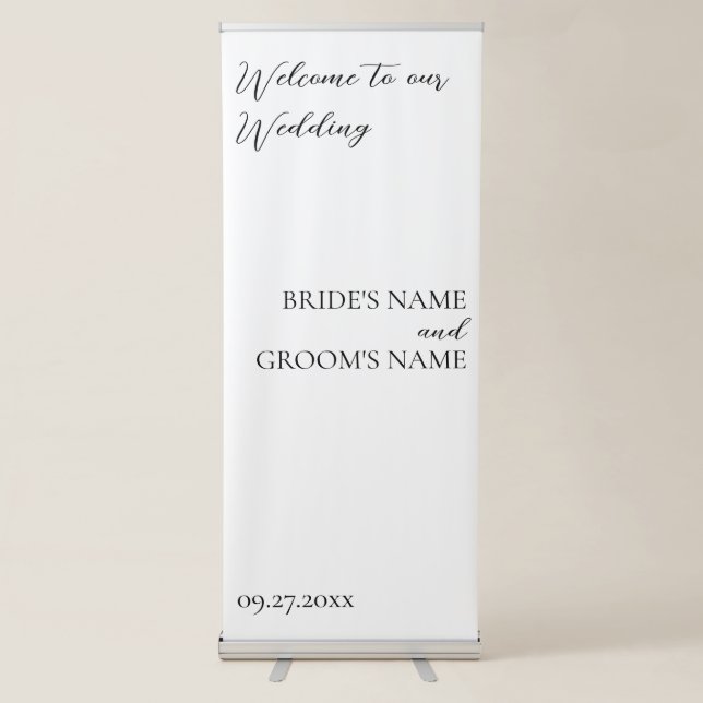 Minimalist Modern Simple Wedding Welcome Retractable Banner (Front)