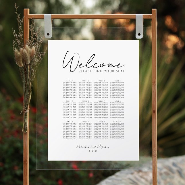 Minimalist Modern Simple White Black Seating Chart Foam Board (Creator Uploaded)