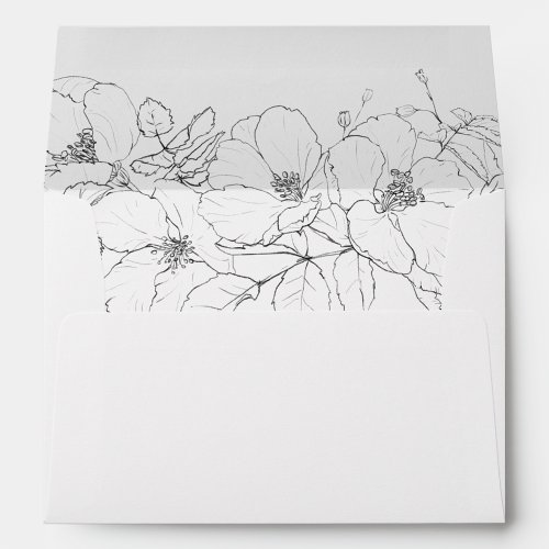 Minimalist Modern Sketch Floral Foliage wedding Envelope