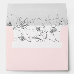 Minimalist Modern Sketch Floral Foliage wedding Envelope