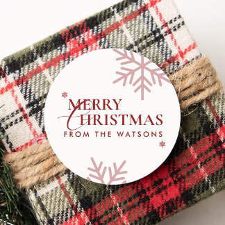 Minimalist Modern Snow Typography Ivory Christmas Classic Round Sticker