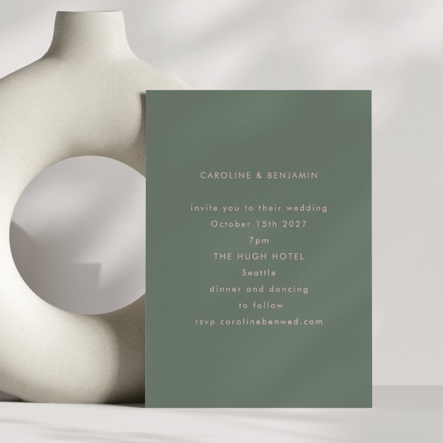 Minimalist Modern Soft Pink and Sage Green Wedding Invitation (Creator Uploaded)