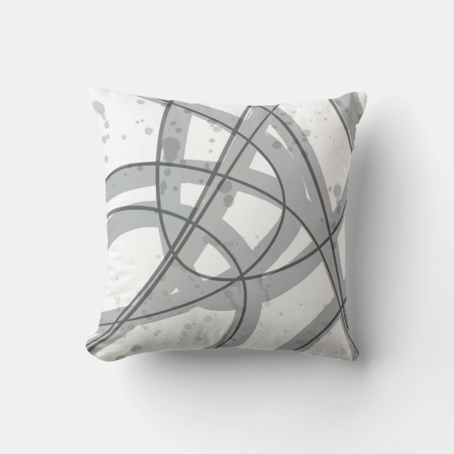 minimalist modern sophisticated gray and white throw pillow (Front)