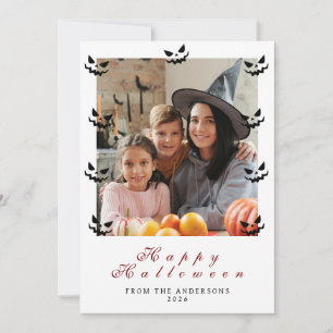 Minimalist Modern Spooky Happy Halloween 1 Photo Holiday Card