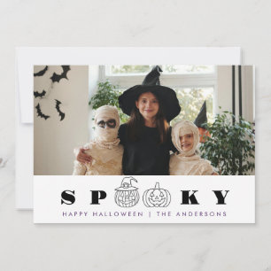 Minimalist Modern Spooky Happy Halloween 1 Photo Holiday Card