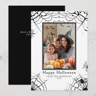 Minimalist Modern Spooky Happy Halloween 1 Photo Holiday Card