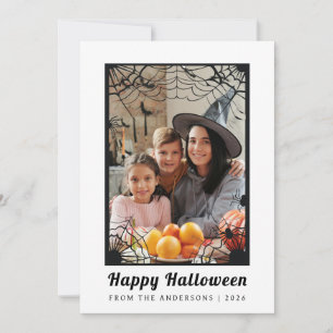 Minimalist Modern Spooky Happy Halloween 1 Photo Holiday Card