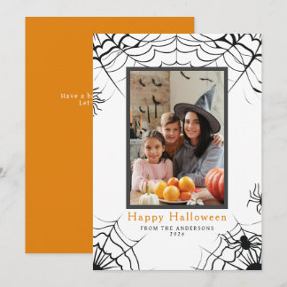 Minimalist Modern Spooky Happy Halloween 1 Photo Holiday Card