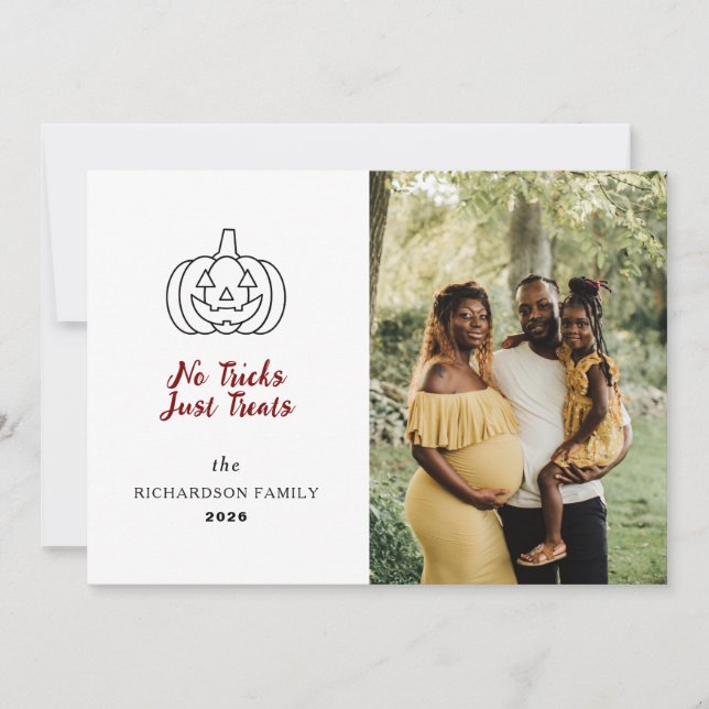 Minimalist Modern Spooky Happy Halloween 1 Photo Holiday Card (Front)