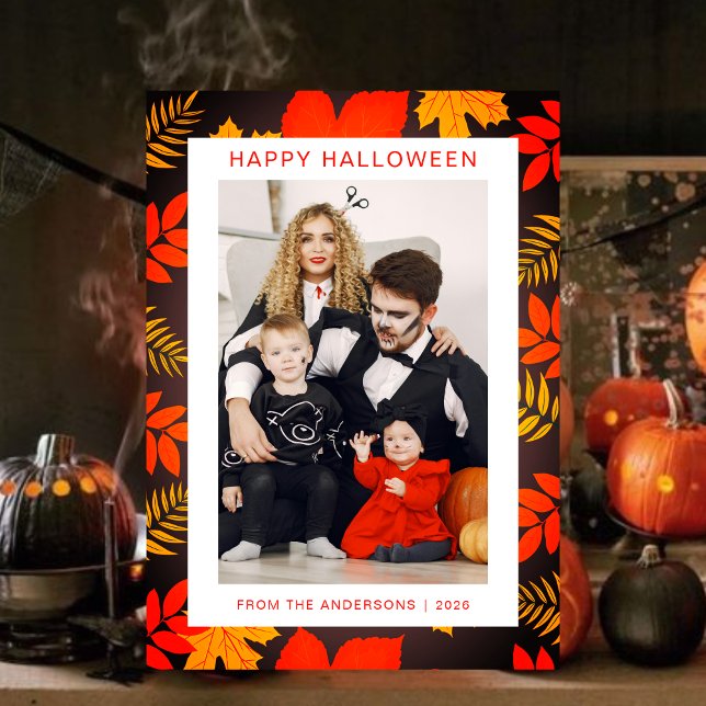 Minimalist Modern Spooky Happy Halloween 1 Photo Holiday Card (Creator Uploaded)
