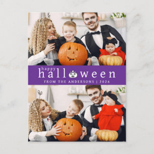 Minimalist Modern Spooky Happy Halloween 2 Photo Holiday Postcard