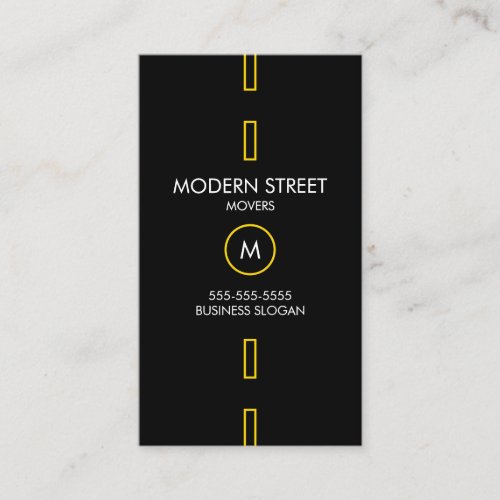 Minimalist Modern Street Lines YellowBlack Business Card